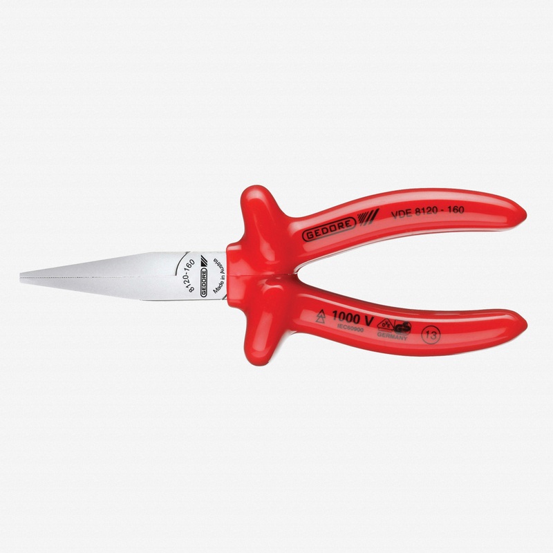 Gedore VDE 8120-160 VDE Flat nose pliers with VDE dipped insulation