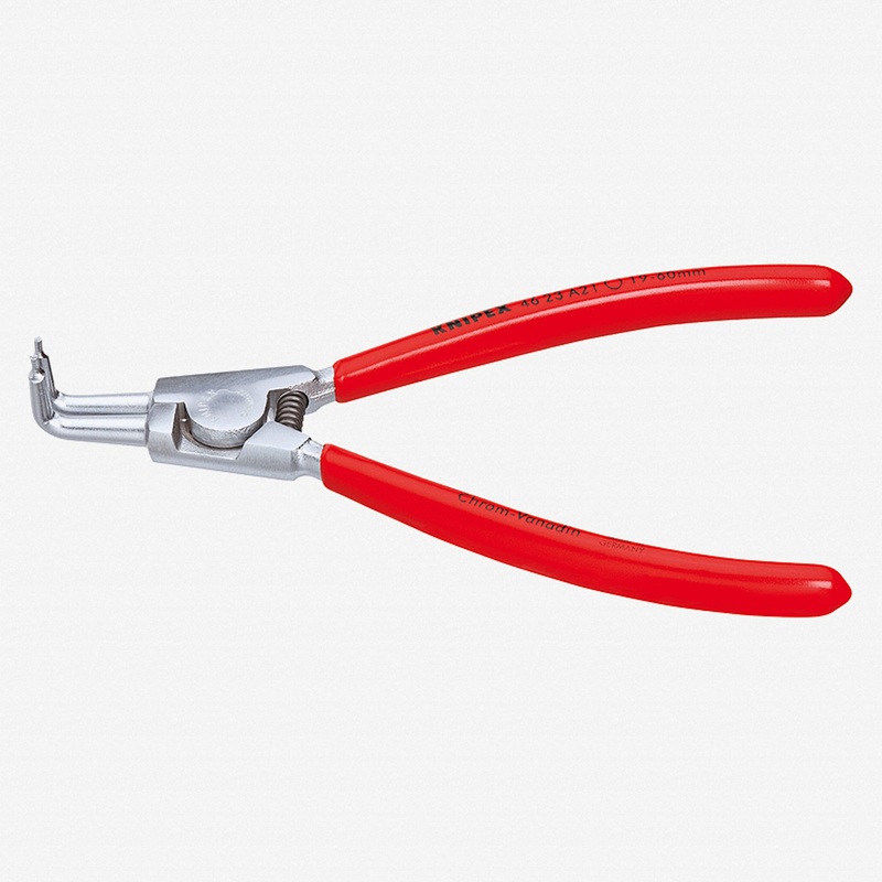 Knipex 90 Degree Angled Tip External Circlip Pliers 19-60 mm dia - Chrome w/ Plastic Grip