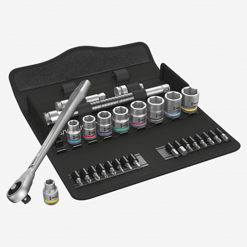 Wera 004050 Zyklop Metal Ratchet 3/8" Drive with Push-Through Square SAE Set