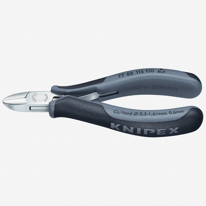 Knipex 4.5" ESD Electronics Diagonal Cutters Round Head w/ Small Bevel - MultiGrip