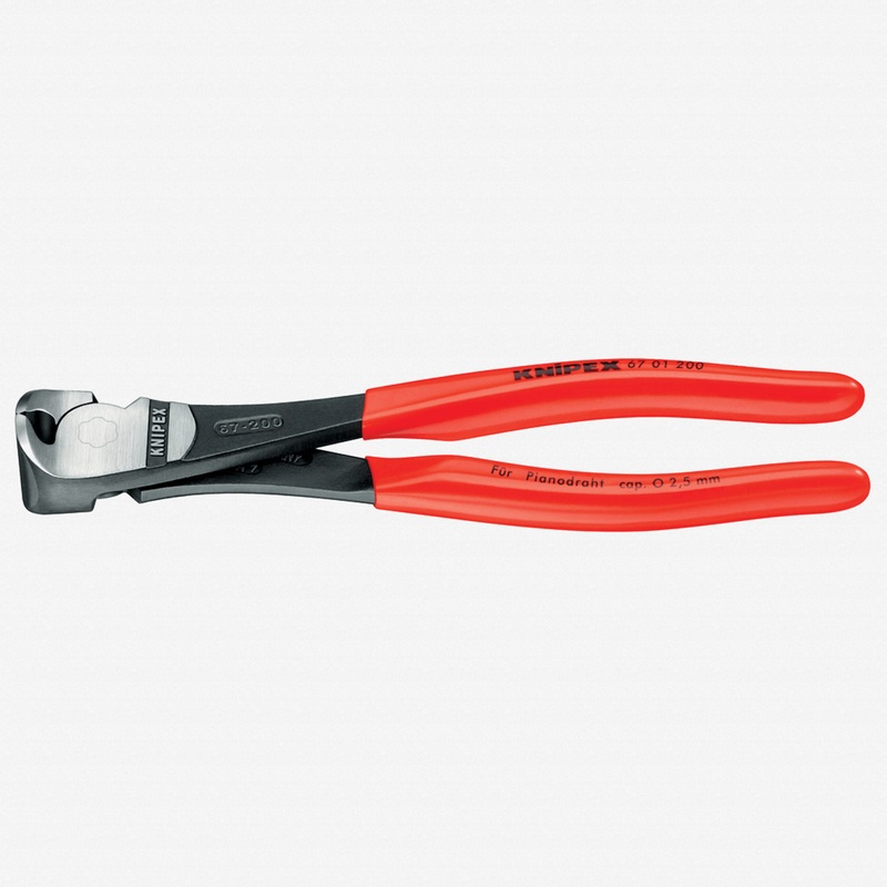Knipex 8" High Leverage End Cutting Nippers - Plastic Grip