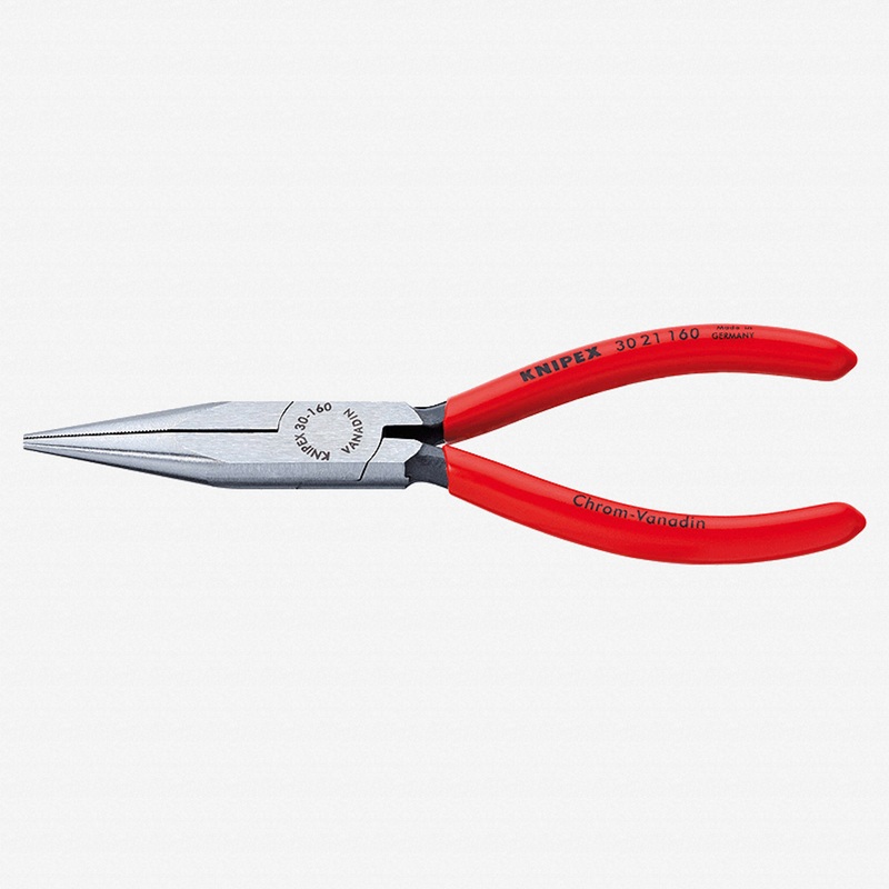 Knipex 6.3" Long Nose Pliers (half-round jaws) - Plastic Grip