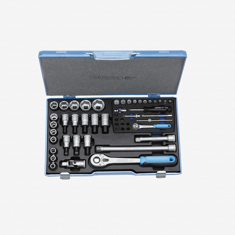 Gedore 19 V20U-10 Socket set 1/4"+1/2" 50 pcs 4-30 mm