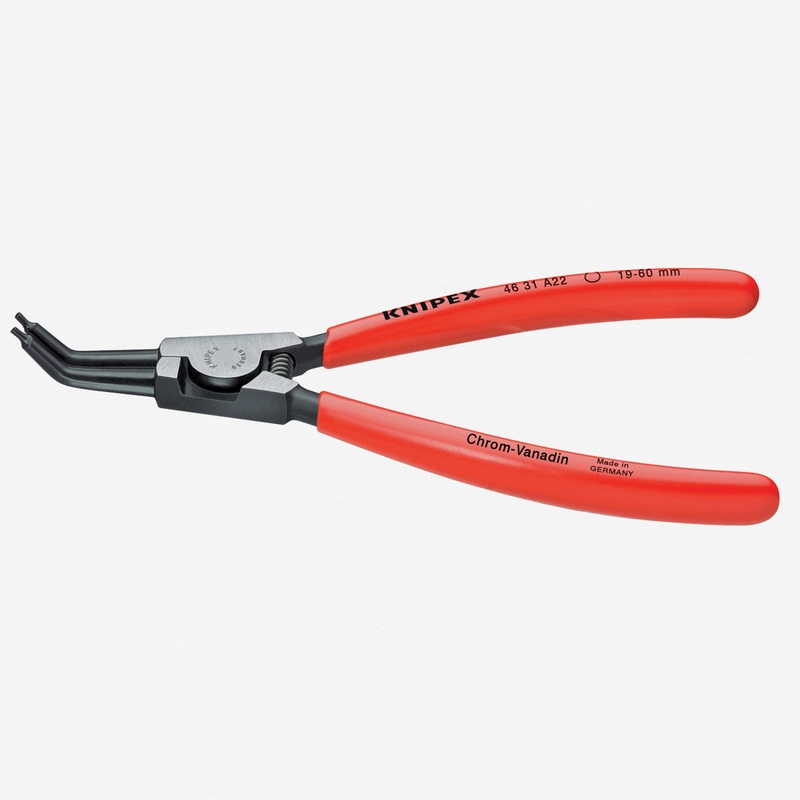 Knipex 45 Degree Angled Tip External Circlip Pliers 3-10 mm dia - Plastic Grip