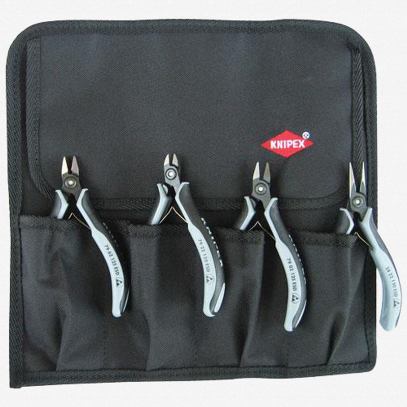 Knipex 4 Piece Electronic Pliers Set in Tool Roll - ESD