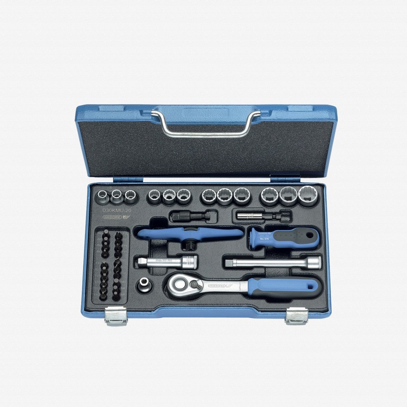 Gedore D 30 KMU-20 Socket set 3/8" 40 pcs hex IN-IS-PH-PZ-TX-XZN