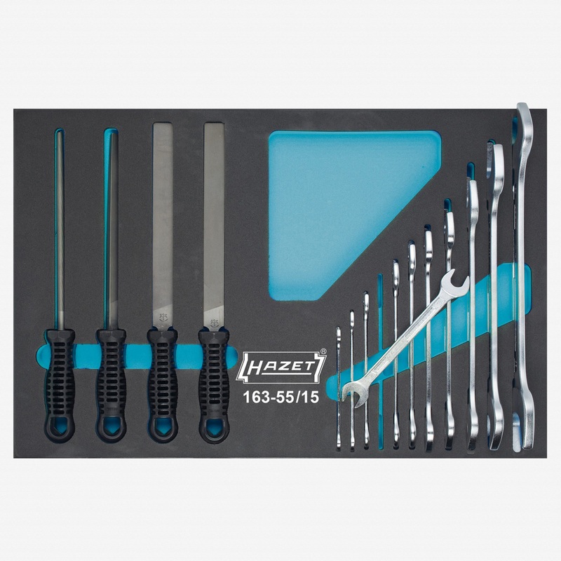 Hazet 163-55/15 Tool set, double open-end wrenches, files