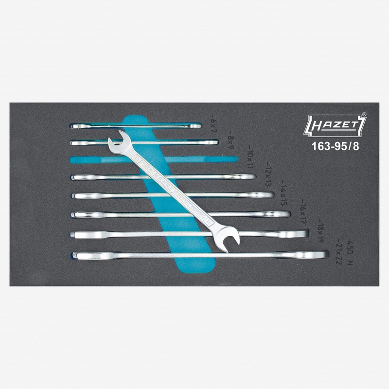 Hazet 163-95/8 Double Open-end Wrench Set, 8 Pieces