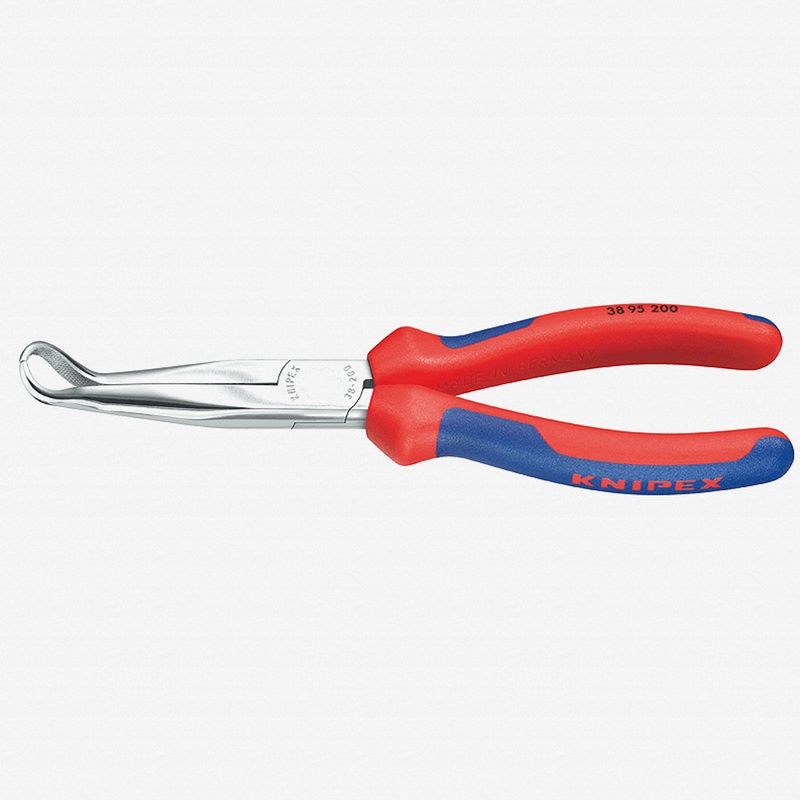 Knipex 8" Mechanic's 45 Degree Bent Pliers (spark plug cover grabber) - Chrome w/ MultiGrip