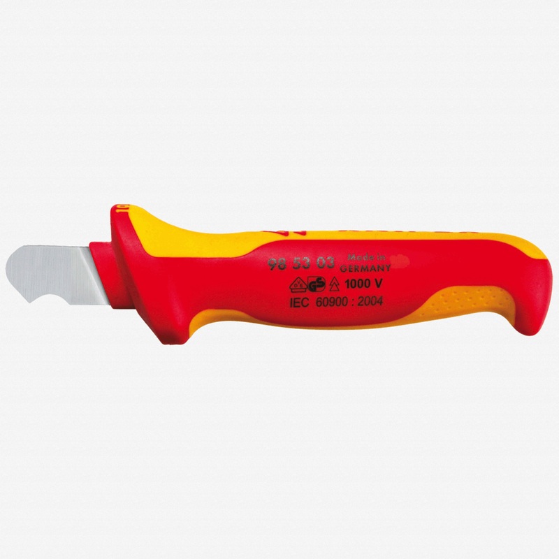 Knipex Insulated Dismantling Knife - Solid, Fixed Hook Blade