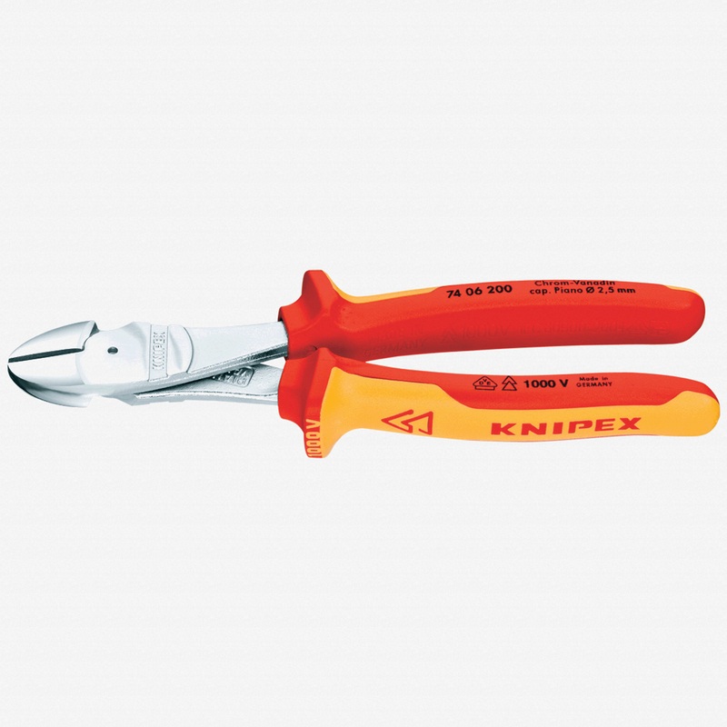 Knipex 6.3" High Leverage Diagonal Cutters - Insulated Chrome