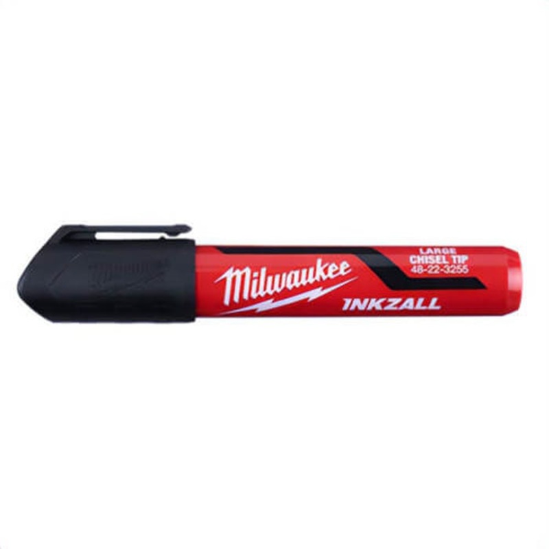 Milwaukee 48-22-3255 Inkzall Permanent Marker, Large Chisel Tip, Plastic, Black, 12 pc