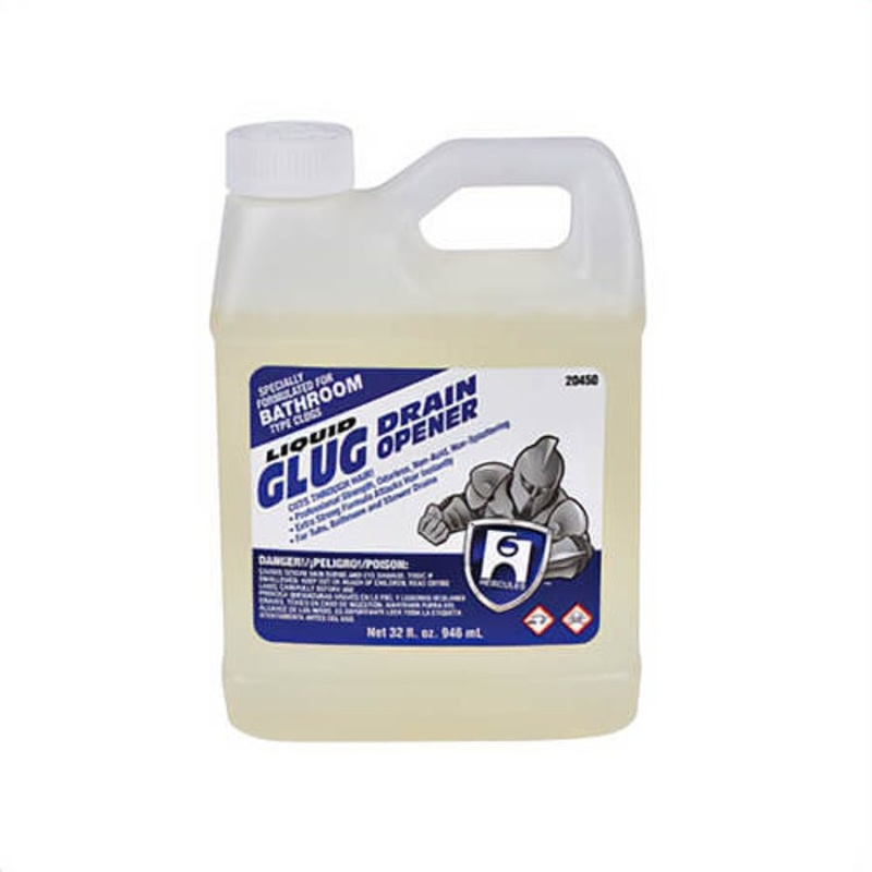 Oatey 20450 Hercules Glug Drain Opener, 1 qt, Chlorine Odor/Scent, Clear, Liquid Form