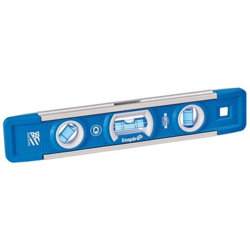 Empire EM81.9 E81 Magnetic Torpedo Level, 9 in L, 3 Vials, Polycast, (1) Level/(1) 45/(1) Plumb Vial Position