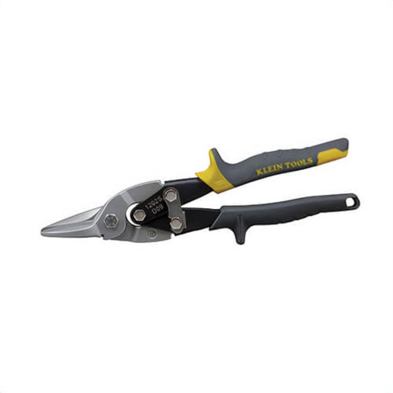 Klein 1202S Aviation Snip with Wire Cutter, 18 to 22 ga Cutting, Blunt Tip, 1-1/2 in L of Cut, Straight/Wide Curve Snip