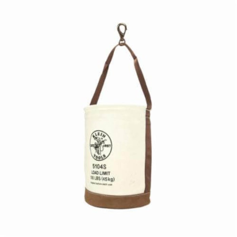 Klein 5104S Heavy Duty Bottom Bucket, 17 in H, 1 Pocket, #4 Canvas, Natural
