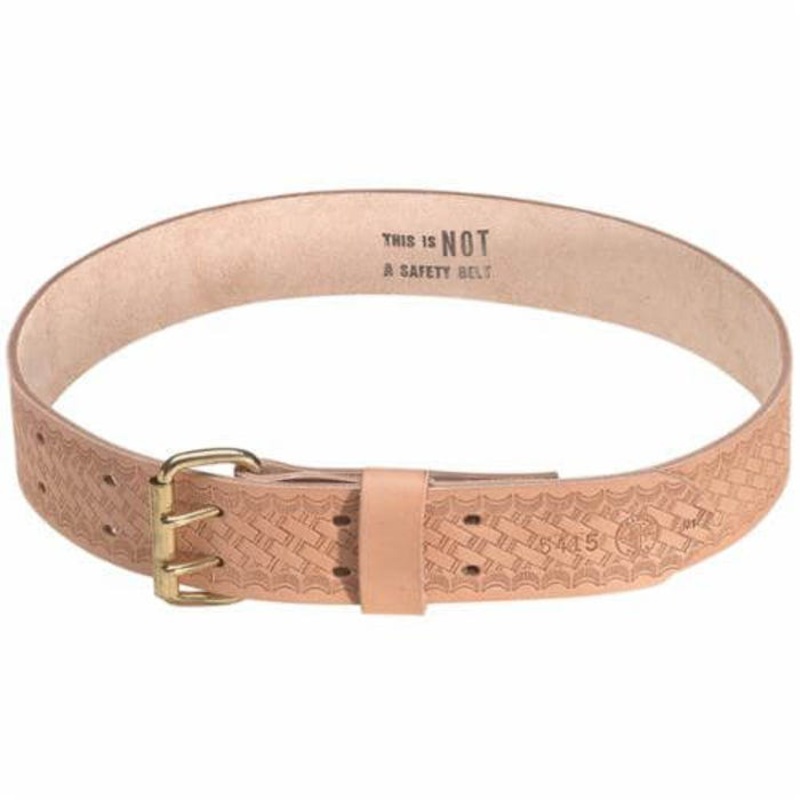 Klein 5415 General Purpose Tool Belt, Embossed Heavy Duty, 2 in Belt Width, 2 in Overall Width, Leather, Tan