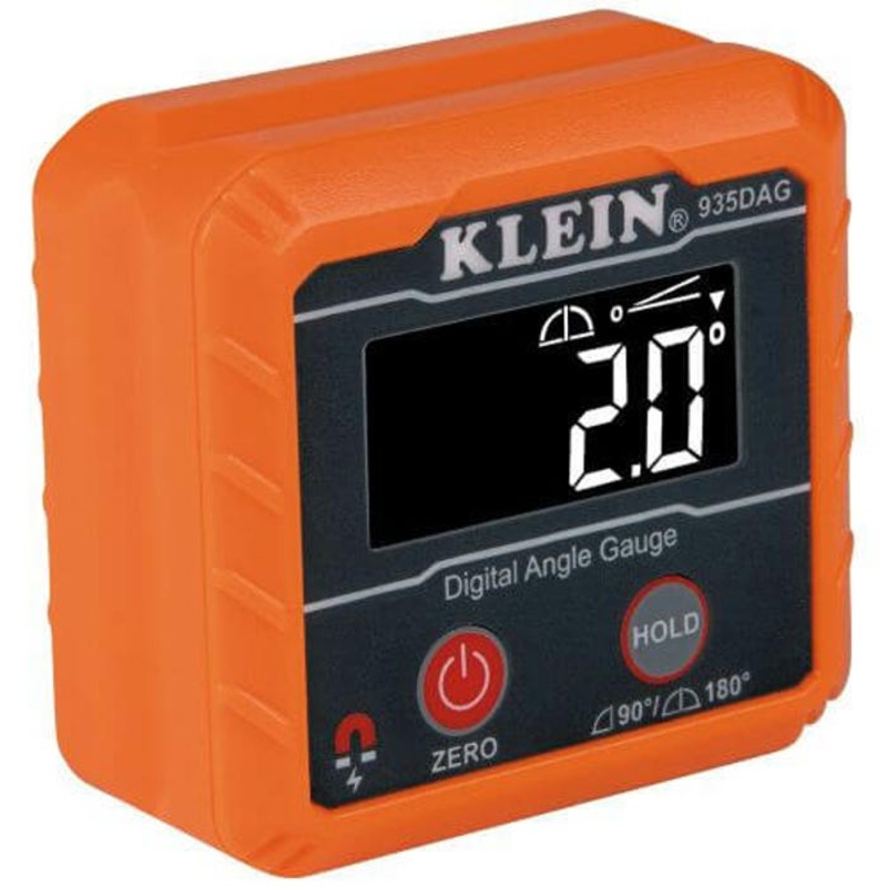 Klein 935DAG Digital Angle Gauge and Level, 0 to 90/0 to 180 Measuring, +/-0.1/0.2 Accuracy, 2.36 in L x 1.2 in W x 2.2 in H