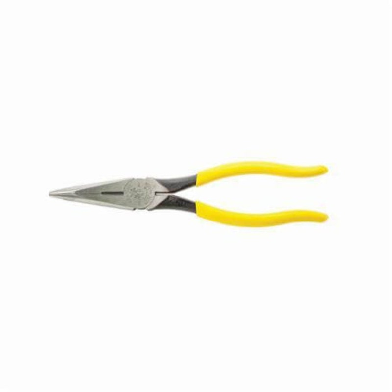 Klein D203-8 Heavy Duty Long Nose Plier with Side Cutter, 2-5/16 in L x 1 in W, Tool Steel Jaw, 8-7/16 in OAL