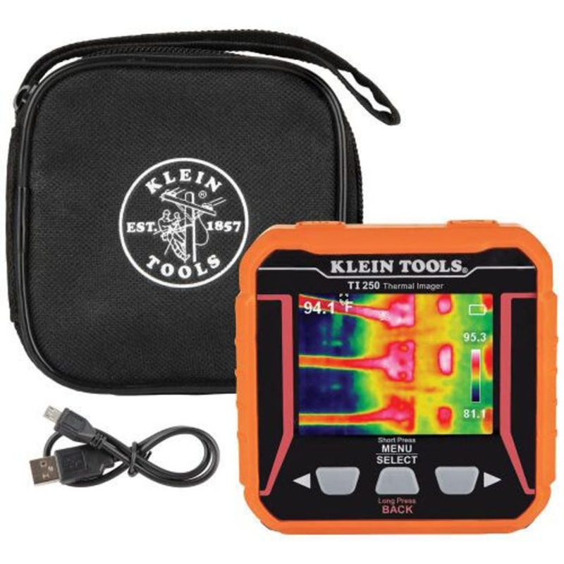 Klein TI250 Rechargeable Thermal Imager, TFT LCD Display, -4 to 752F, 10800 Pixel Display/10800 Pixel Sensor Resolution