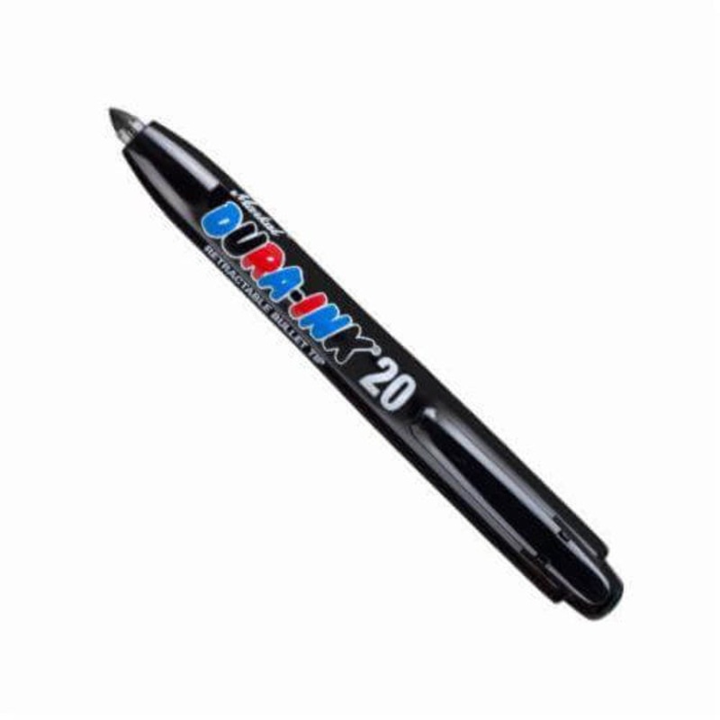 Markal 096575 Dura-Ink 20 Retractable Permanent Ink Marker, 1/16 in Fine/Medium Bullet Tip, Fiber Tip, Black