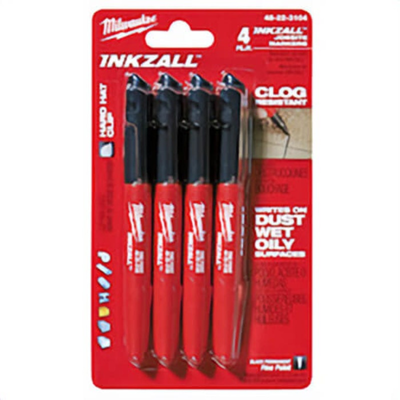 Milwaukee 48-22-3104 Permanent Industrial Marker, Fine Line Tip, Acrylic, Black