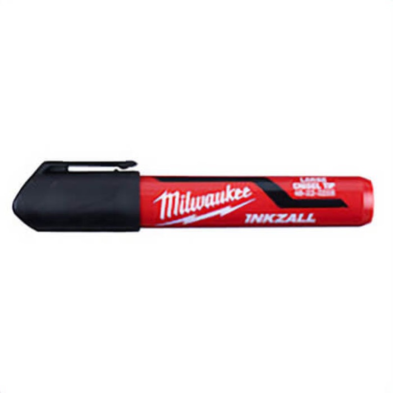 Milwaukee Inkzall 48-22-3250 3 pc Permanent Marker, Large Chisel Tip, Plastic, Black