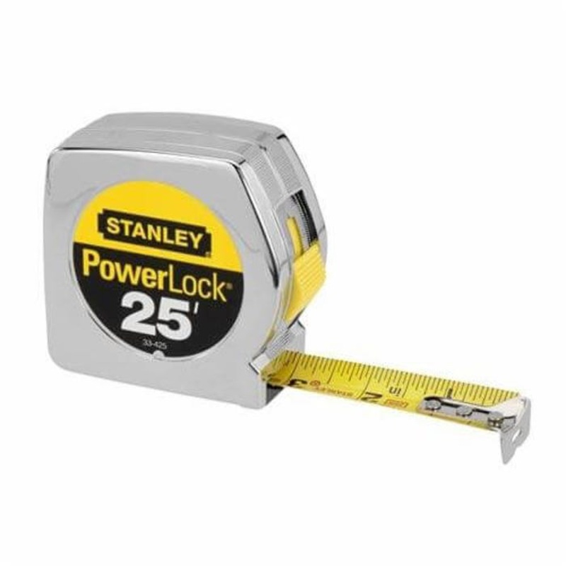 Stanley 33-425 Classic Tape Rule w/ Belt Clip, 25 ft L x 1 W in Blade, Mylar Polyester Film Blade, 1/16ths Graduation