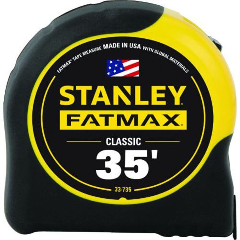 Stanley FatMax 33-735 Reinforced Tape Rule with BladeArmor, 35 ft L x 1-1/4 in W Blade, Mylar Polyester Film Blade
