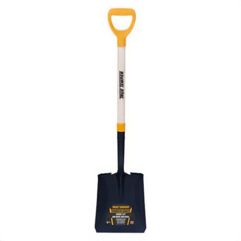 True Temper 2586000 Square Point Shovel, 28 in Wood D-Handle