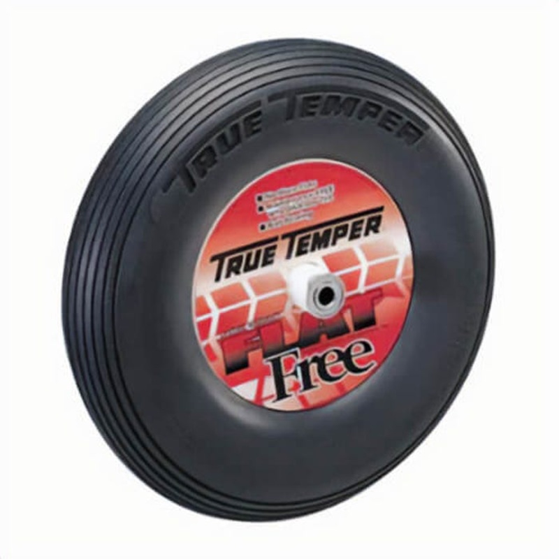 True Temper FFTCC Flat Free Wheelbarrow Tire, 8 in dia Tire Rim, Rubber