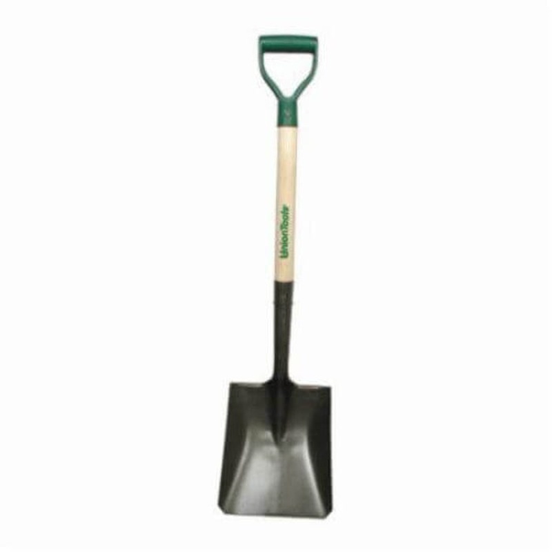 UnionTools 42106 D-Handle Square Point Shovel, 11-1/2 in L x 9-1/4 in W, Steel Blade, 28 in Handle Length, Wood/Poly Handle