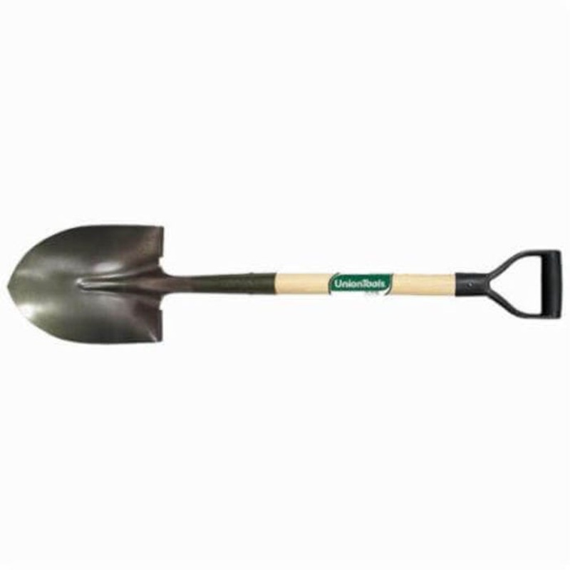 UnionTools 43106 Heavy Duty Round Point Shovel, Carbon Steel Blade, 28 in Handle Length, Hardwood Handle