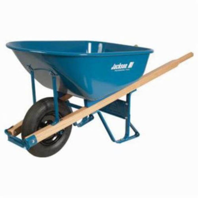Jackson M6FFBB Heavy Duty Contractor Wheelbarrow with Flat Free Tire, 6 cu-ft, 1 Wheels, Flat Free Tire with Ball Bearing, Steel Tray