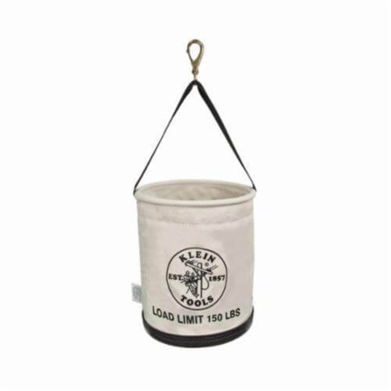 Klein 5109SLR All Purpose Work Bucket with Swivel Snap, Drain Holes, 15 in H, 1 Pocket, Natural