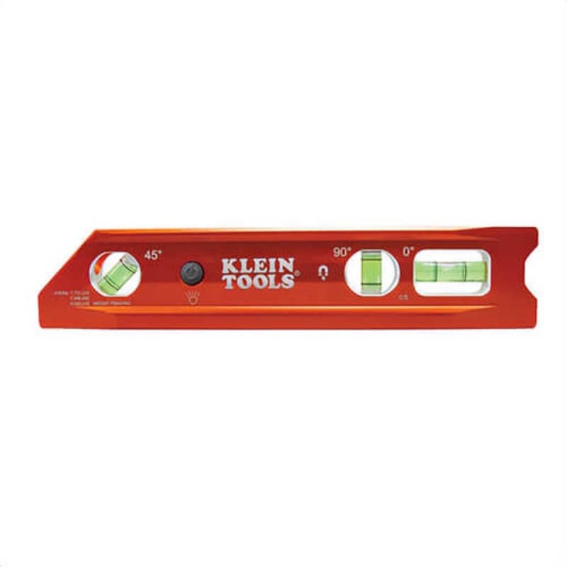 Klein 935RBLT Lighted Rare Earth Magnet Billet Torpedo Level, 9 in L, 4 Vials, Aluminum, 0/30/45/90 Vial Position, 0.1 % Accuracy