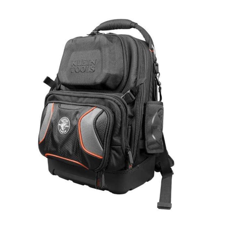 Klein Tradesman Pro 55485 Zipper Closure Tool Master Backpack, 1680D Ballistic Weave/Polypropylene, Black/Gray/Orange