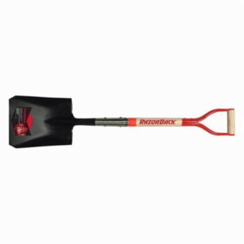 Razor-Back 42101 Square Point Shovel with Tab Socket, Tempered Steel Blade, 30 in Handle Length, Hardwood Handle