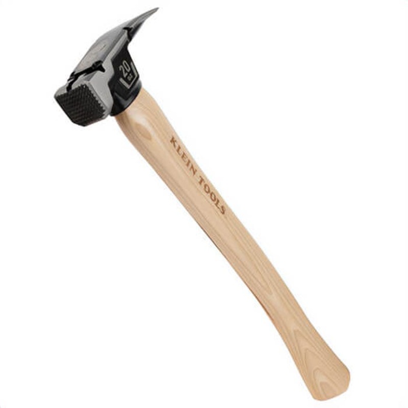 Klein H80920H Milled Face Hickory Handle Hammer, Hatchet Handle, Hickory Steel, Tan, 1.7 in Face dia, 16 in Handle Length, 20 oz