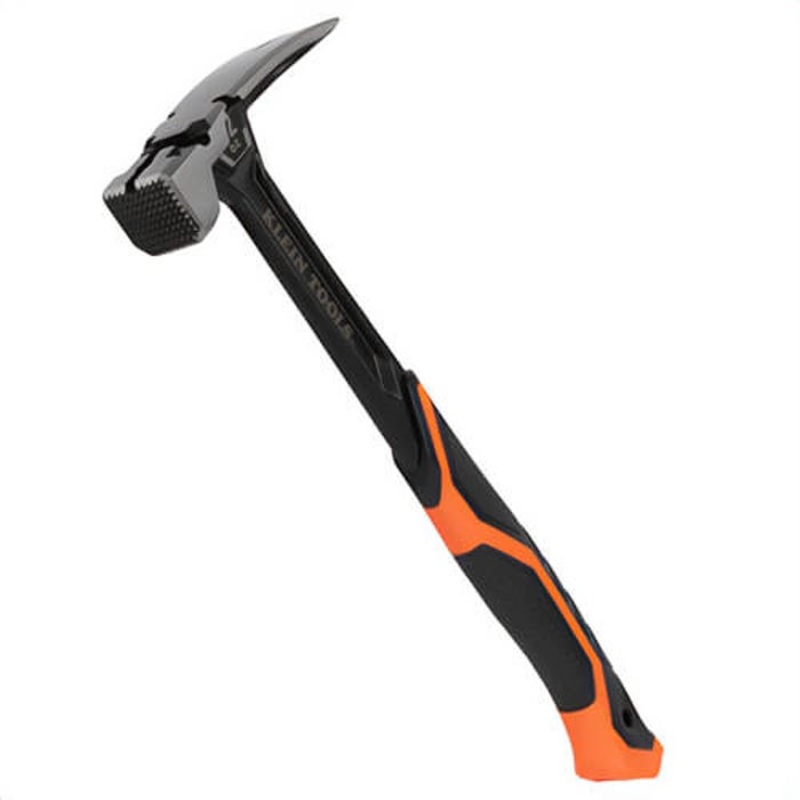 Klein H80922SM Milled Face Steel Claw Hammer, Straight Handle, Black Powder-Coated, Forged Steel, Black/Orange, 15 Handle, 22 oz