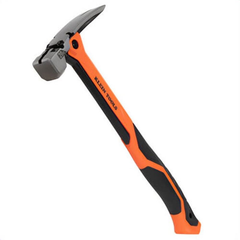Klein H81020 Smooth Face Vibration-Reducing Hammer, Straight, Black Powder-Coated, Steel, Black/Orange, 15 in Handle, 20 oz