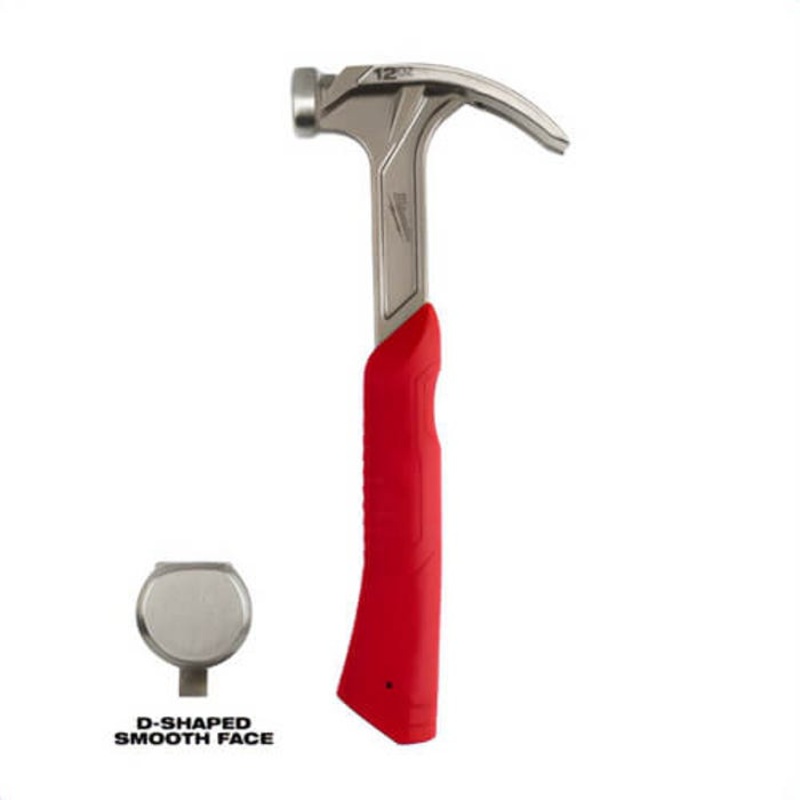 Milwaukee 48-22-9019 Smooth Face Hybrid Claw Finish Hammer, 12 oz