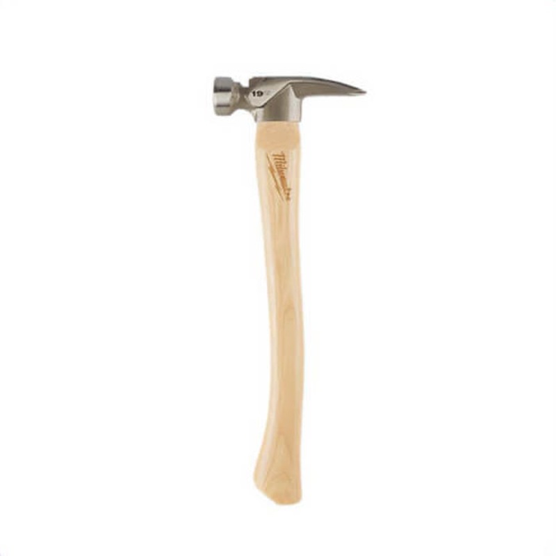 Milwaukee 48-22-9419 Framing Hammer, 16.063 in OAL, Milled Face, 19 oz Forged Steel Head, Anti-Ring Claw, Hickory Handle