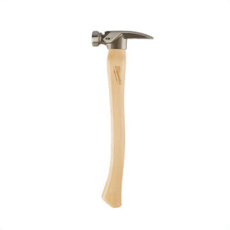 Milwaukee 48-22-9519 Framing Hammer, 16.063 in OAL, Smooth Face, 19 oz Forged Steel Head, Anti-Ring Claw, Hickory Handle