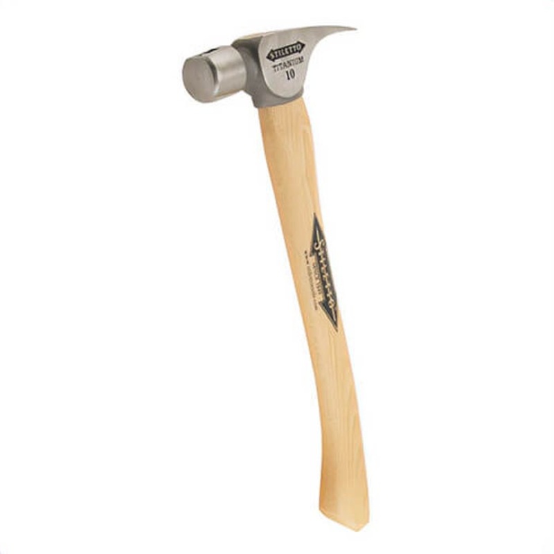 Milwaukee FH10C Stiletto Heavy Duty Finishing Hammer, 14-1/2 in OAL, Smooth Face Surface, 10 oz Titanium Head, Straight Claw