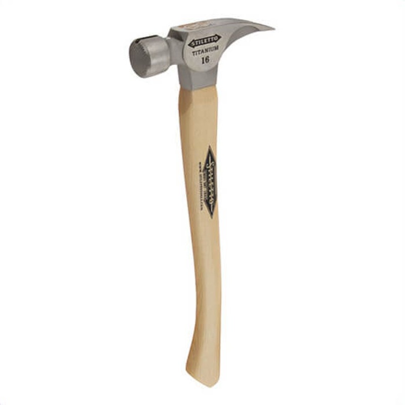 Milwaukee TI16MC Stiletto Nailing Framing Hammer, 18 in OAL, Milled Face Surface, 16 oz Titanium Head, Straight Claw
