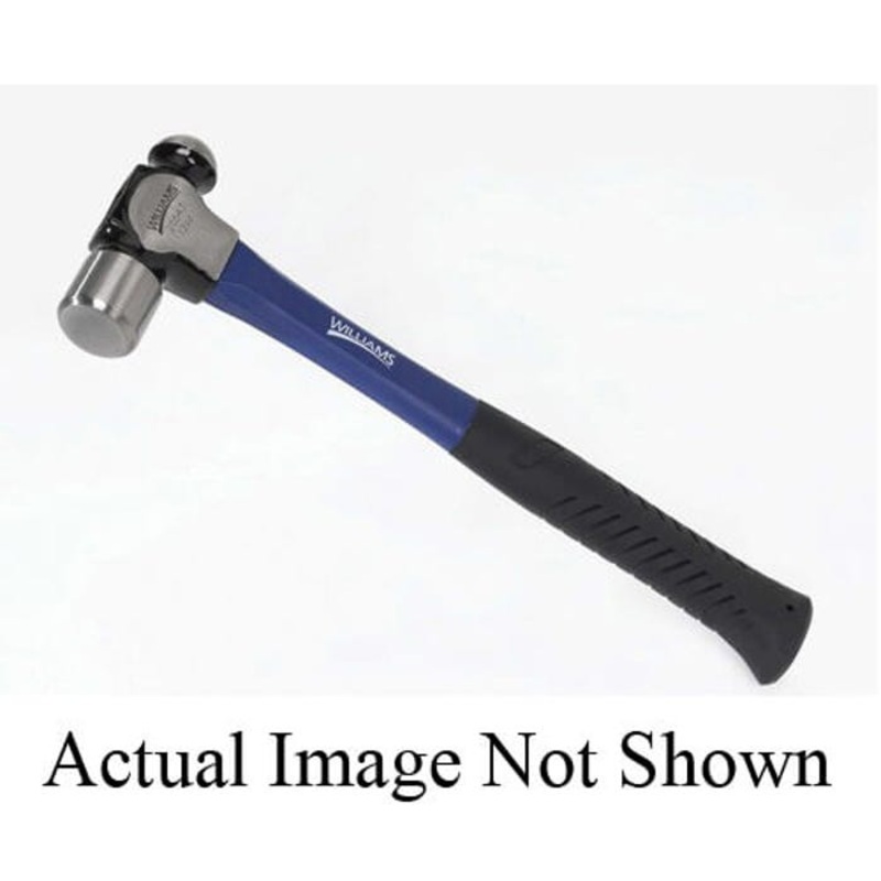 Williams Ball Pein Hammer, 13 in OAL, 1-7/8 in Face Dia, 16 oz Head, Drop Forged Steel Head, Fiberglass Handle, Cushioned Grip