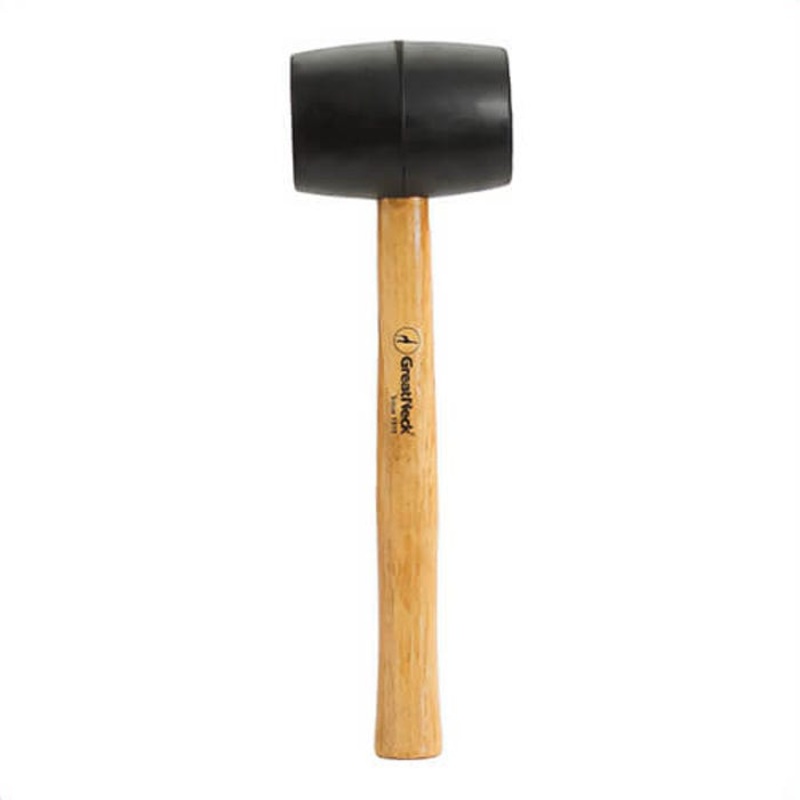GreatNeck RM16 Double Face Mallet, 9 in OAL, Non-Marring Face, 16 oz Rubber Head, Hickory Handle