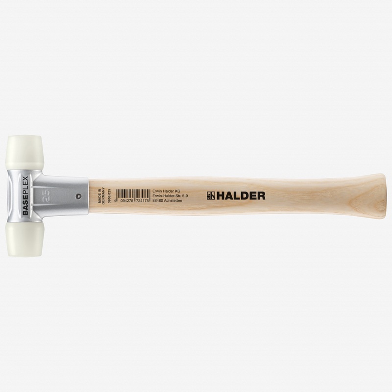 Halder Baseplex Mallet with Nylon Face Inserts and Zinc Die Cast Housing, 3.39" / 7.58 oz.