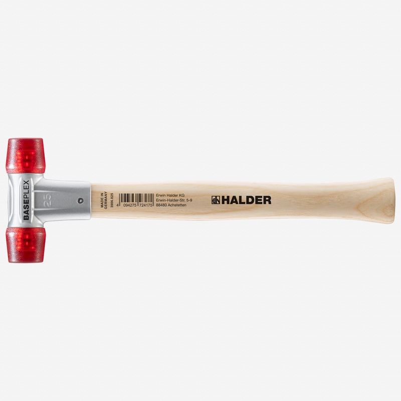 Halder Baseplex Mallet with Red Plastic Face Inserts and Zinc Die Cast Housing, 3.39" / 7.58 oz.